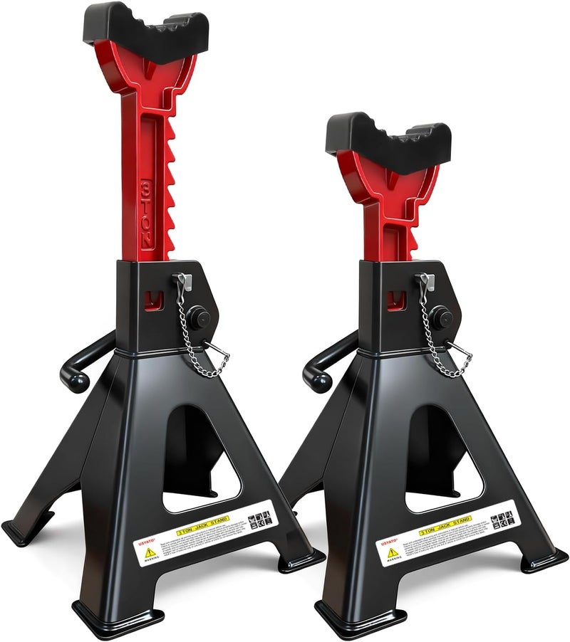 USYATO 3 Ton Jack Stands (6,600 lbs) - Heavy Duty Car Jack Stand with Double Pin Locking, Adjustable 11.22"-16.54" Height, Extra Rubber Pads for Trucks, Garage, Home,DIY Use - 1 Pair Black - Image 1